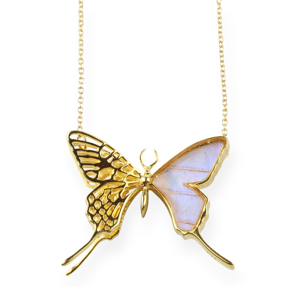 アクセサリーおまとめ品 本物の蝶の羽 透かしデザインアゲハ蝶ネックレス スルコウスキー
