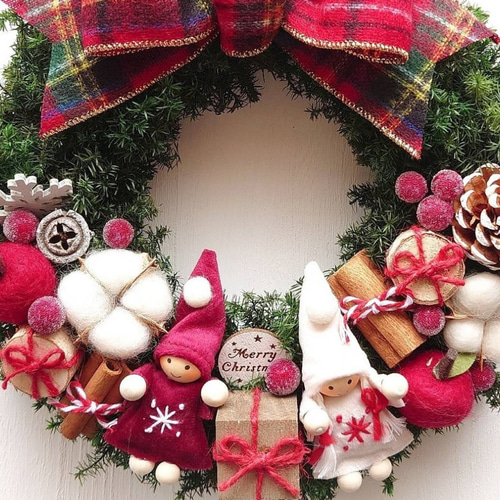 2022【Lサイズ】クリスマスの妖精とプレゼントBOXのクリスマスリース