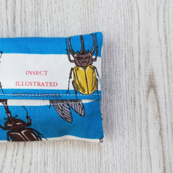 ヘラクレスオオカブト&コーカサスオオカブトのポケットティッシュケース　ミニサイズ　昆虫柄　カブトムシ　クワガタ　水色 3枚目の画像