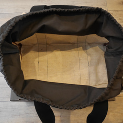【受注生産】籠風麻帆布バッグ横型　巾着付き 7枚目の画像