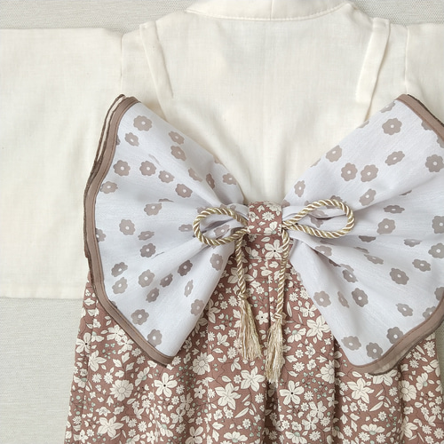 即納ベビー袴 70-80size【mimosa】肌に優しいＷガーゼ・袴ロンパース