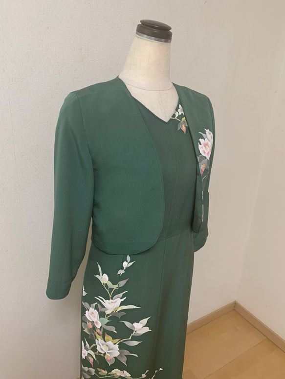 66.着物リメイク　訪問着アンサンブル アンサンブル】加賀友禅作家 百貫石峰 椿 訪問着のシンプル