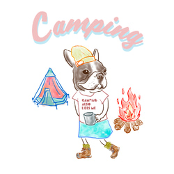 キャンプフレブル　グレーパーカー woman　女性　親子コーデ　フレンチブルドッグ　キャンプ 6枚目の画像