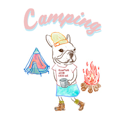 キャンプフレブル　グレーパーカー woman　女性　親子コーデ　フレンチブルドッグ　キャンプ 4枚目の画像
