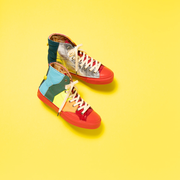 No Rain No Rainbow / Size 24.0cm 靴職人のリメイクスニーカー レザー