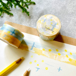 紙膠帶 - 藍天飛鳥 (日本亮面和紙 2.5 cm x 10 m ) 第1張的照片