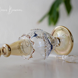 GOLD［Mサイズ］エジプトガラス香水瓶 パフュームボトル アロマオイル イエロー 6枚目の画像