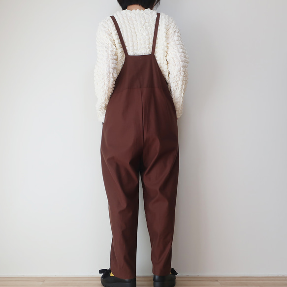 時尚感⤴︎❣️ 100%純棉下身修身背帶褲（均碼/棕色） 第9張的照片