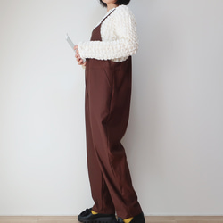 時尚感⤴︎❣️ 100%純棉下身修身背帶褲（均碼/棕色） 第4張的照片