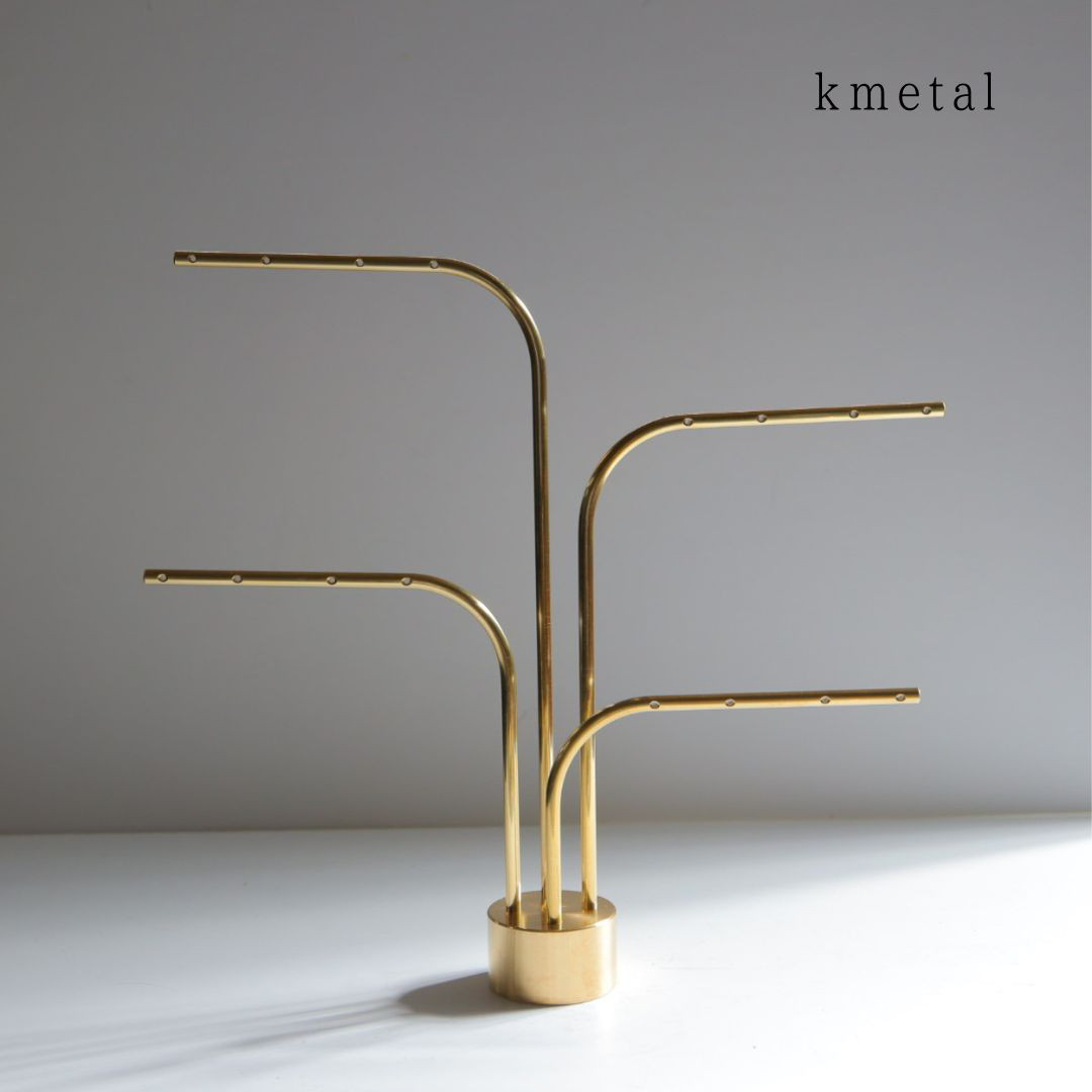 ピアススタンド アクセサリースタンド ディスプレイ 真鍮 シンプル 高級 おしゃれ かわいい【R型L 4本】kmetal