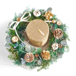 【再販】-Noël-  ゴールドスタンド付きミニリース　卓上　2way コンパクト　クリスマス 4枚目の画像