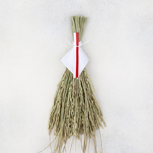 稲穂に水引きを添えた新年を迎える　和モダン　しめ縄　リース　お正月飾り　注連縄 2023年】07）稲穂と水引シンプルな正月飾り「真」 しめ縄