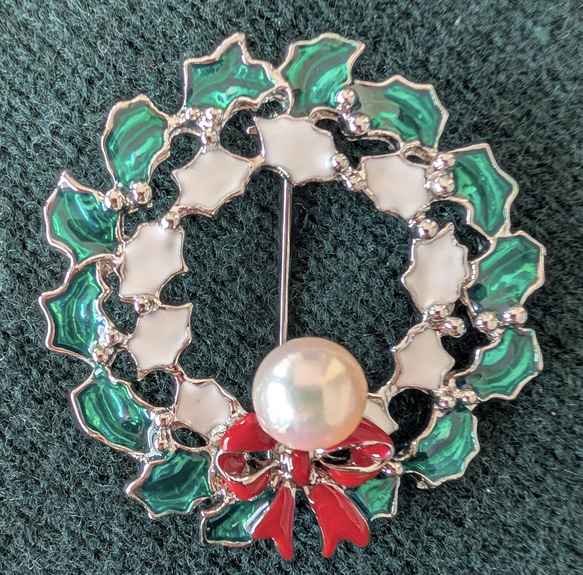 あこや真珠クリスマスリースブローチ ブローチ Maruyama Pearl 通販 
