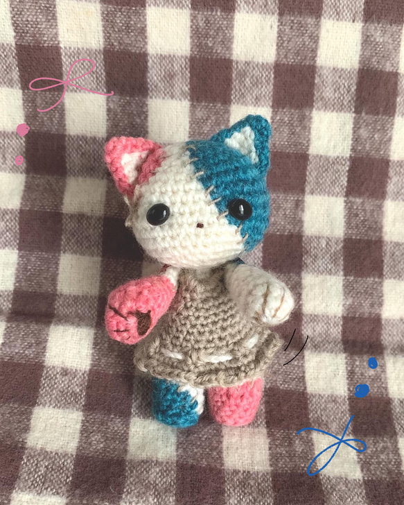 ツギハギ】いろいろあみツナギねこ【パッチワーク風