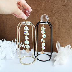 引越祝いや結婚祝いにも♪玄関やデスクに飾れる置き型スタンド付☆綿雪のサンキャッチャー☆（２種・星と雫）高級クリスタル使用 2枚目の画像