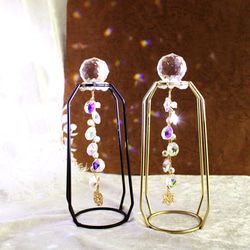 引越祝いや結婚祝いにも♪玄関やデスクに飾れる置き型スタンド付☆綿雪のサンキャッチャー☆（２種・星と雫）高級クリスタル使用 4枚目の画像