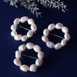 巴洛克珍珠（淡水珍珠）圓形胸針 ~棉雪~ 第3張的照片