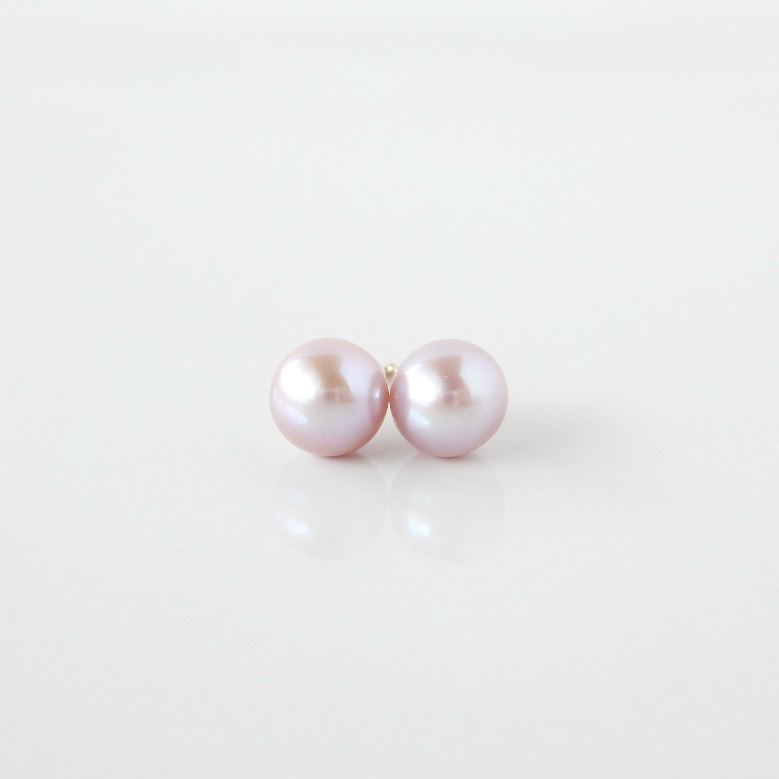 〖ラウンド6mm/ピンク〗淡水パールスタッドピアス/イヤリング14kgf【1472】