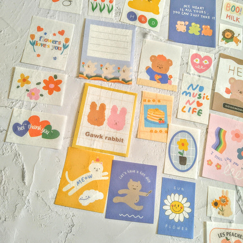 韓国風半透明可愛いステッカー40枚セット ④ シールフレークカラフル