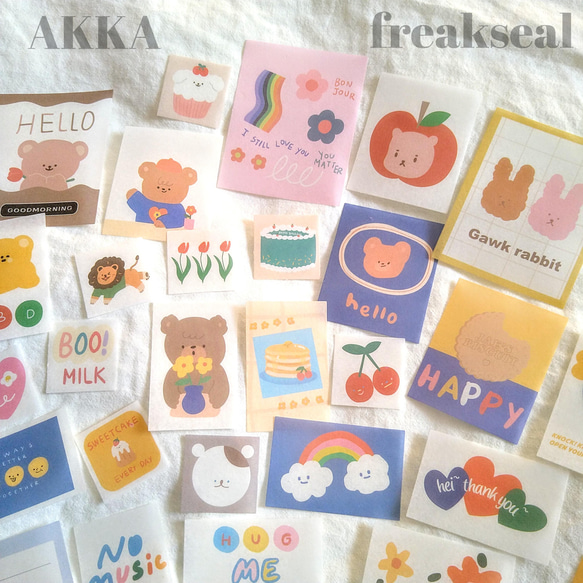 韓国風半透明可愛いステッカー40枚セット ④ シールフレークカラフル