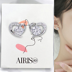 ピアス レディース シルバー925 金属アレルギー対応 小さめ ハート 透かし CZダイヤモンド 仕事 プレゼント 1枚目の画像