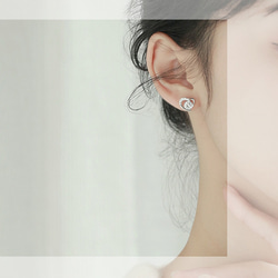 ピアス レディース シルバー925 金属アレルギー対応 小さめ ハート 透かし CZダイヤモンド 仕事 プレゼント 4枚目の画像