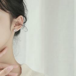 ピアス レディース シルバー925 金属アレルギー対応 小さめ ハート 透かし CZダイヤモンド 仕事 プレゼント 3枚目の画像