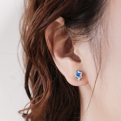 ピアス レディース 金属アレルギー対応 小さめ シルバー925 キュービックジルコニア ブルー ハート 仕事 プレゼント 6枚目の画像