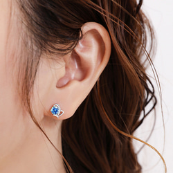 ピアス レディース 金属アレルギー対応 小さめ シルバー925 キュービックジルコニア ブルー ハート 仕事 プレゼント 5枚目の画像