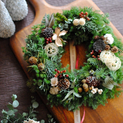 ~*~Natural~*~クリスマスリース　ネイティブ☆ドライフラワーリース クリスマスリース ネズの実を使ってシンプルおしゃれに S ドライ