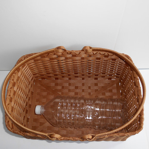 受注製作※柿渋仕上げの【浅め】お買い物かご（クラフトバンド） かご