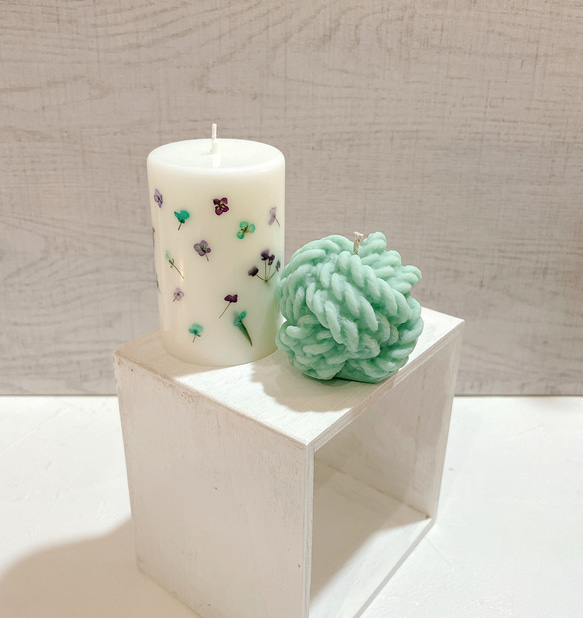 Botanical candle & Ball of yarn【2点セット】送料無料 2枚目の画像