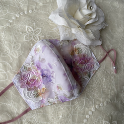 あゆちゃん★White★チュール★薔薇✿刺繍レース★ハンドメイドマスク あゆちゃん様専用☆White☆チュール☆薔薇✿刺繍レース☆ハンドメイド