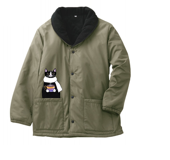 ネコ柄 メンズ 冬用あったかアウタージャケット【SSサイズ