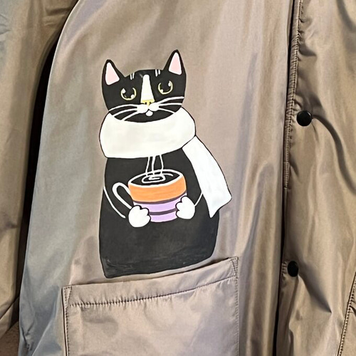 ネコ柄 メンズ 冬用あったかアウタージャケット【SSサイズ