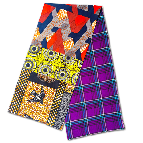 カラフルマサイシュカストール（紫）☆マサイ族伝統の布「マサイシュカ