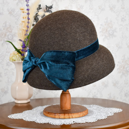 □受注制作□箱庭のミュゲクロシェ~orion~ レトロ 冬帽子 ウール