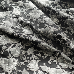 上品なレリーフシルバーグレー花柄 ジャカード生地 [2854] 4枚目の画像