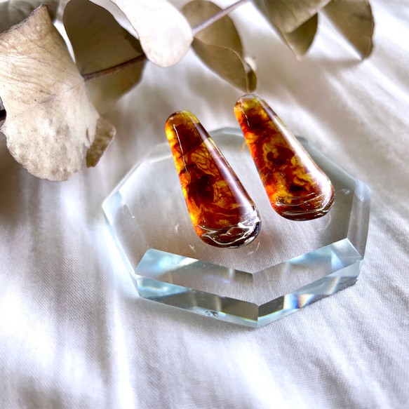 glass tear nuance tortoiseshell Earrings 8枚目の画像