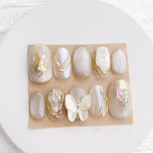 現品 サイズ変更不可 ネイルチップ ニュアンスネイル 成人式 卒業式 前  