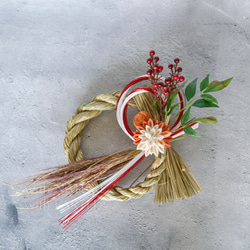 New year Wreath. OR.med_0222　- つまみ細工のしめ縄飾り 3枚目の画像