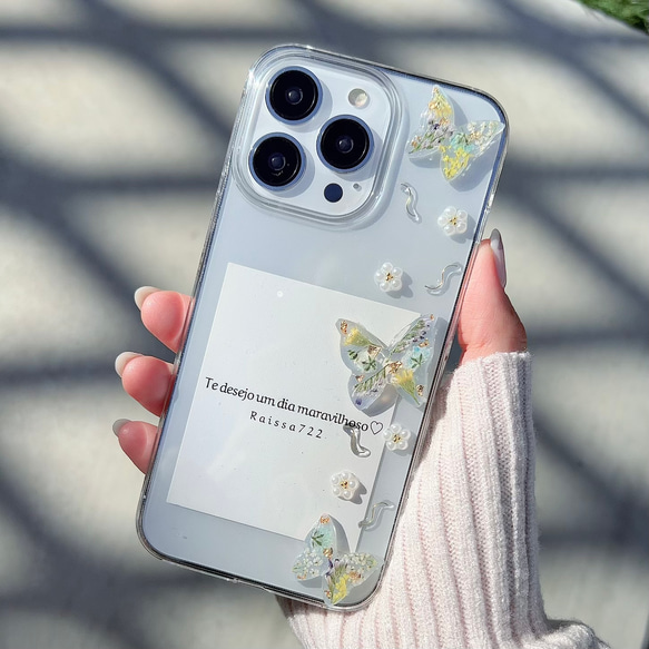 dry flower butterfly case　　　　　　　　クリアケース　フラワーケース　iPhone全機種対応 3枚目の画像