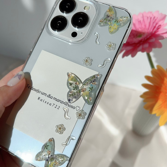 dry flower butterfly case　　　　　　　　クリアケース　フラワーケース　iPhone全機種対応 4枚目の画像