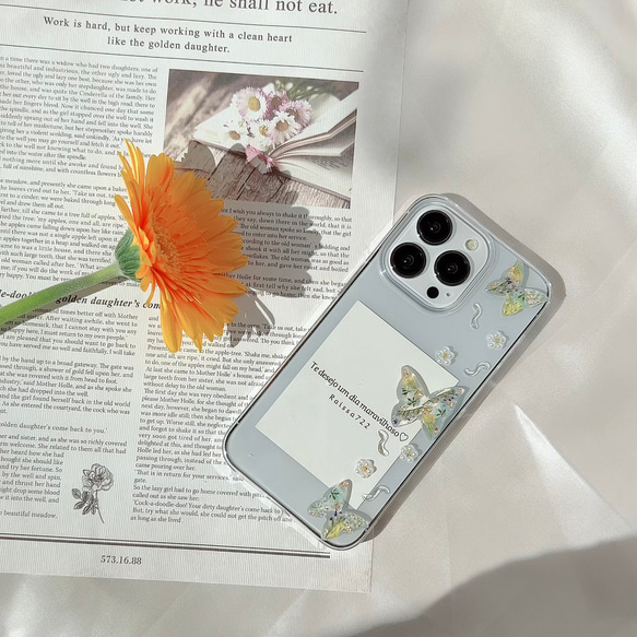 dry flower butterfly case　　　　　　　　クリアケース　フラワーケース　iPhone全機種対応 5枚目の画像