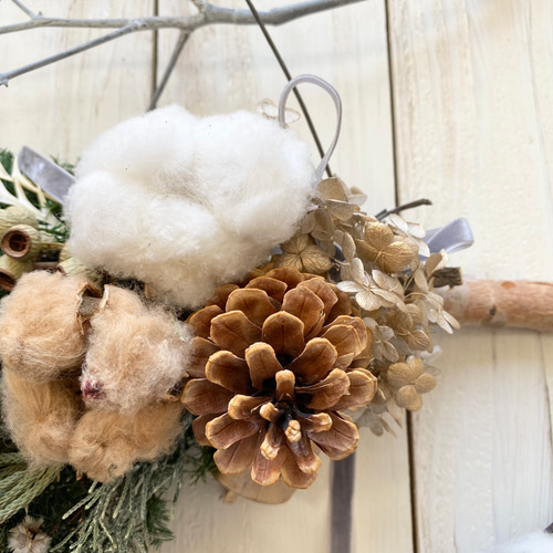 白樺のスワッグガーランド(白)クリスマスリース リース Rosa Cherry