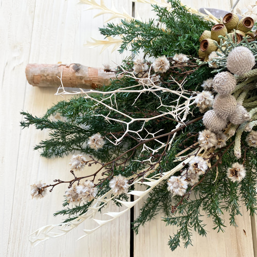 白樺のスワッグガーランド(白)クリスマスリース リース Rosa Cherry