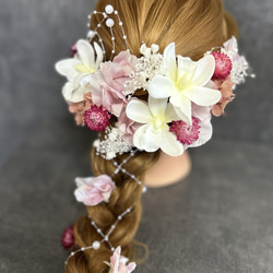 髪飾り 結婚式 成人式 卒業式 ヘッドドレス スイートピー ヘアアクセサリー 可愛い パール 4枚目の画像