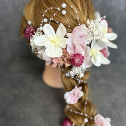 髪飾り 結婚式 成人式 卒業式 ヘッドドレス スイートピー ヘアアクセサリー 可愛い パール 2枚目の画像