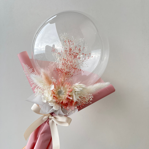 かすみ草入り♡クリアバルーンブーケ プリザーブドフラワー