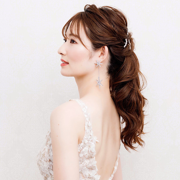 【ゼクシィ掲載】  星モチーフ ウェディングピアス　結婚式  ブライダル　ウェディング IE02 5枚目の画像